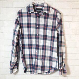 Banana Republic Camden Fit Red White & Blue Plaid Dress Shirt Men's Size S